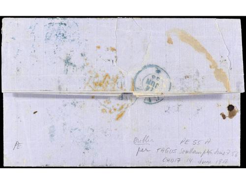 ° ESPAÑA. Ed. 52. 4 cuartos naranja, mat. ESTRANGERO/CADIZ e