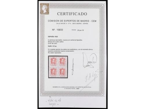 ** ESPAÑA. Ed. 311ec. 5 céntimos bermellón. CAMBIO DE COLOR.