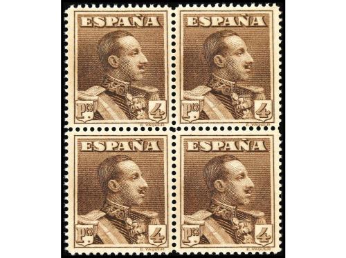 ** ESPAÑA. Ed. 322ec. 4 pesetas castaño, bloque de cuatro. C