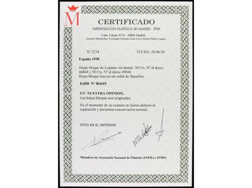 ** ESPAÑA. Ed. 864/65. HB SIN DENTAR. LUJO. Cat. 1.250&euro;. 