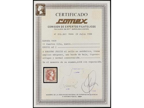 (*) ESPAÑA. Ed. 2. 12 cuartos lila, color intenso y borde de