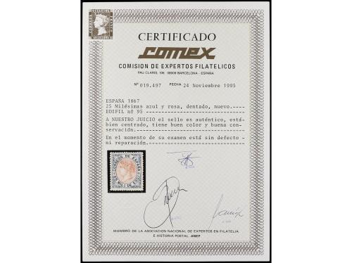 * ESPAÑA. Ed. 95. 25 mil. azul y rosa. Muy buen ejemplar. In