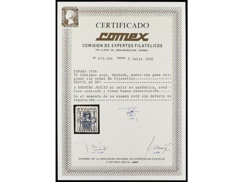 ** ESPAÑA. Ed. 801. 30 cts. azul. LUJO. Raro en esta calidad