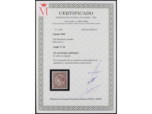 * ESPAÑA. Ed. 99. 100 milésimas castaño. Muy bien centrado. 