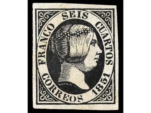 * ESPAÑA. Ed. 6. 6 cuartos negro. PIEZA DE LUJO. Se adjunta 