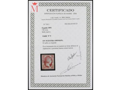 * ESPAÑA. Ed. 9. 5 reales rosa. Buenos márgenes. Muy buen ej