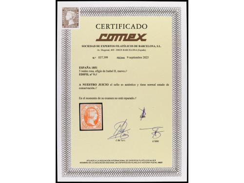 * ESPAÑA. Ed. 9. 5 reales rosa. Buenos márgenes. Muy buen ej