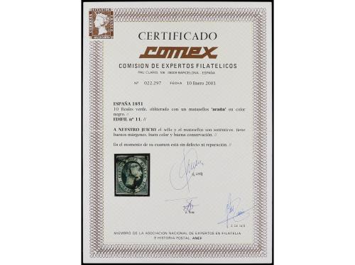 ° ESPAÑA. Ed. 11. 10 reales verde. Muy buen ejemplar. Cert. 