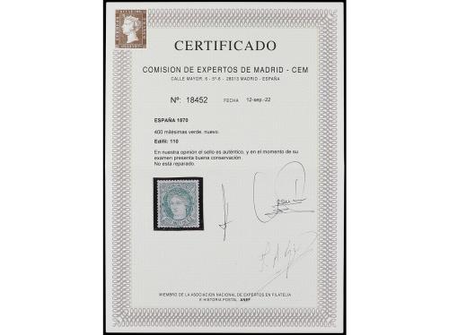 * ESPAÑA. Ed. 110. 400 mil. verde. Buen color y muy bien cen