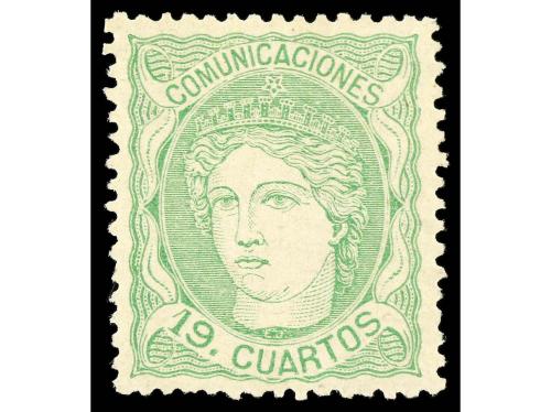 * ESPAÑA. Ed. 114. 19 cuartos verde. Muy bien centrado. Goma