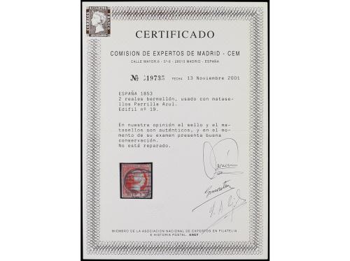 ° ESPAÑA. Ed. 19. 2 reales bermellón, márgenes completos y f