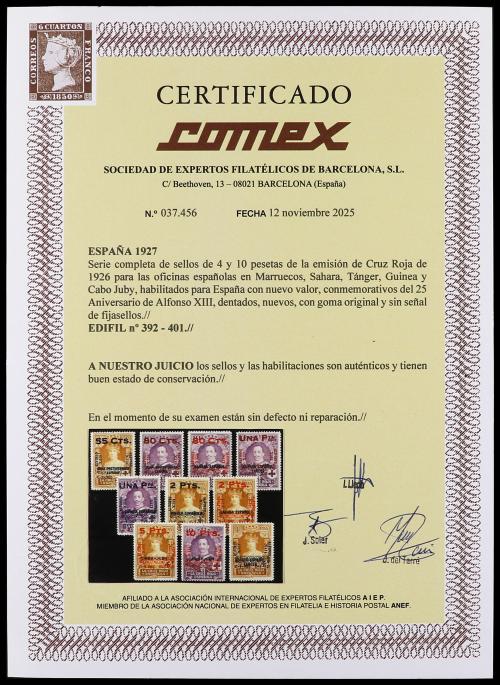 ** ESPAÑA. Ed. 392/401. SERIE COMPLETA. 10 valores. LUJO. MU