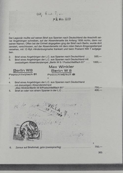 ✉ ESPAÑA GUERRA CIVIL. ZONA NACIONAL. LEGIÓN CONDOR. Carta d