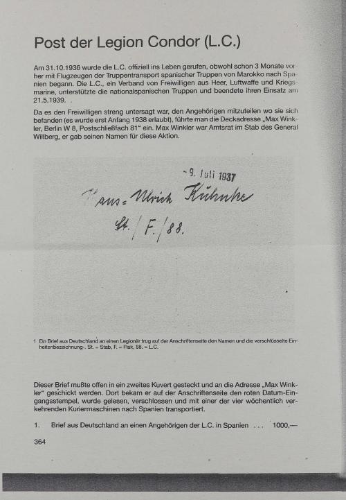 ✉ ESPAÑA GUERRA CIVIL. ZONA NACIONAL. LEGIÓN CONDOR. Carta d
