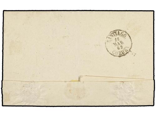 ✉ ESPAÑA. Ed. 52. 1862. MELLID a SANTIAGO. 4 cuartos amarill