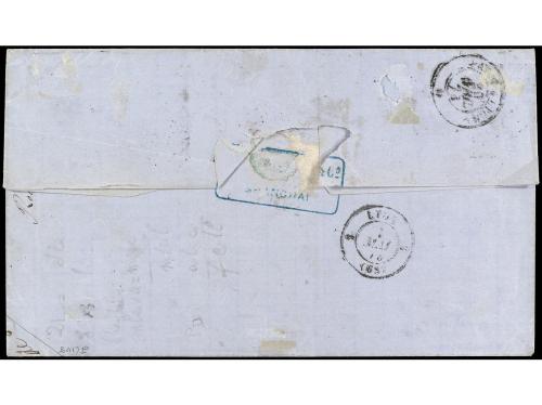 ✉ CHINA. 1873. SHANG-HAI a FRANCIA. Circulada con sellos fra