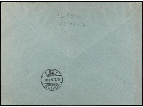 ✉ ESPAÑA. Ed. 242, 246 (3). 1908. Certificado del Serv. de T
