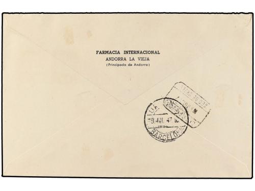 ✉ ANDORRA. Ed. 38, 44. 1947. ANDORRA a BARCELONA. 45 cts., 1