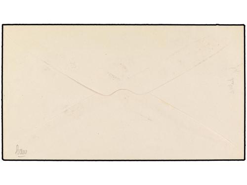 ✉ ESPAÑA. 1874. PRUEBA NO ADOPTADA. 5 cts. negro en sobre bl
