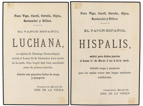 ✉ ESPAÑA. Ed. 5. 5 cts. azul. Dos tarjetas con publicidad im