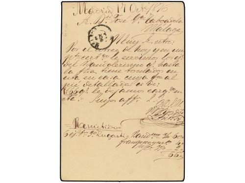 ✉ ESPAÑA. Ed. 8. 1876. MADRID a MÁLAGA. 5 cts. azul, mat. ma