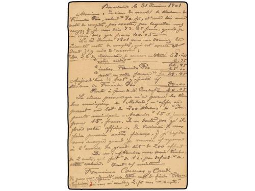 ✉ ESPAÑA. Ed. 35i. 1901. BARCELONA a PARÍS. 5 cts. verde (ta