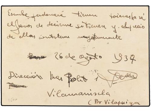 ✉ ESPAÑA. Ed. 77. 1937 (26 Julio). VILLAMANISCLE (Gerona) a 