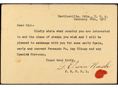 ✉ PUERTO RICO. Ed. 7. 1917. BARTLEOVILLE (U.S.A.) a BARCELON