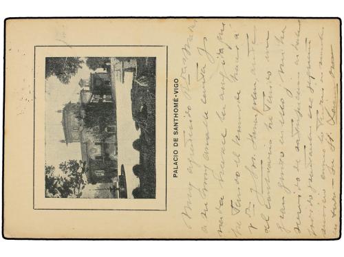 ✉ ESPAÑA ENTEROS POSTALES. Ed. 57. 15 cts. lila con impresió
