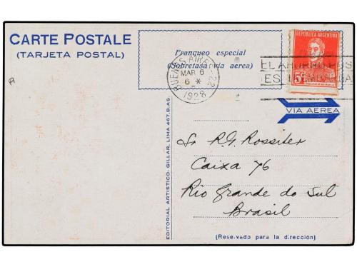 ✉ ARGENTINA. 1928 (6 Marzo). BUENOS AIRES a RIO GRANDE (Bras