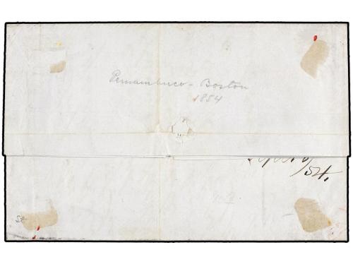 ✉ BRASIL. 1854. PERNAMBUCO to BOSTON. Entire letter with SHI