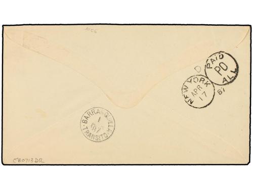 ✉ COLOMBIA. Sc. 131. 1887. OCAÑA a NEW YORK. 5 ctvos. naranj