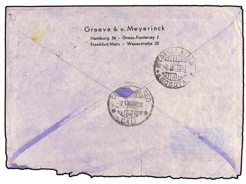 ✉ COLOMBIA. 1951. FRANKFURT a CALI (Colombia). CORREO ACCIDE
