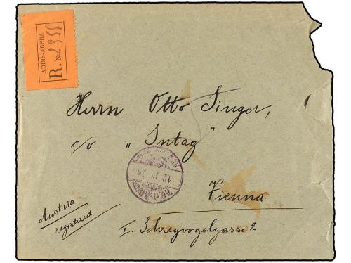 ✉ ETIOPIA. 1925. ADDÍS ABEBA a VIENA (Austria). Carta certif