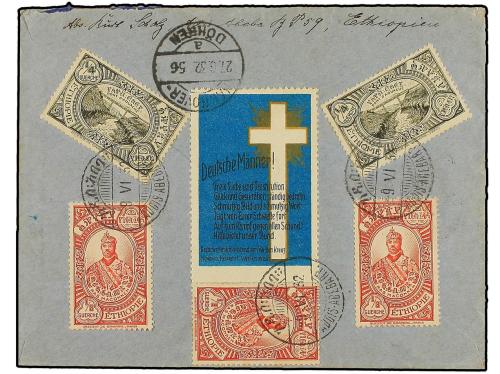 ✉ ETIOPIA. 1932. ADDÍS ABEBA a ALEMANIA. ESPECTACULAR franqu