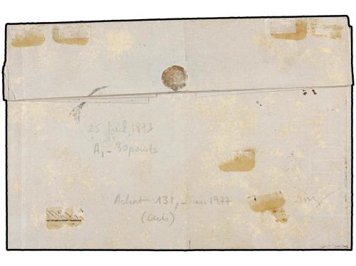 ✉ MARTINICA. 1873. ST. PIERRE a FRANCOIS. 5 cts. verde y 15 