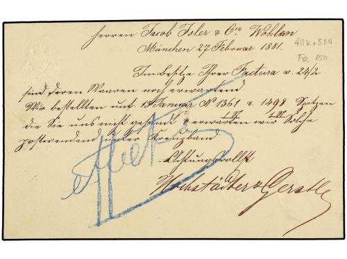 ✉ ALEMANIA ANTIGUOS ESTADOS: BAVIERA. 1881. MUNCHEN to WOHLE