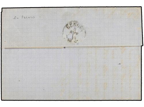 ✉ ITALIA. Sa. 24haf. 1865. PESARO a GÉNOVA. 20 cts. s. 15 ct