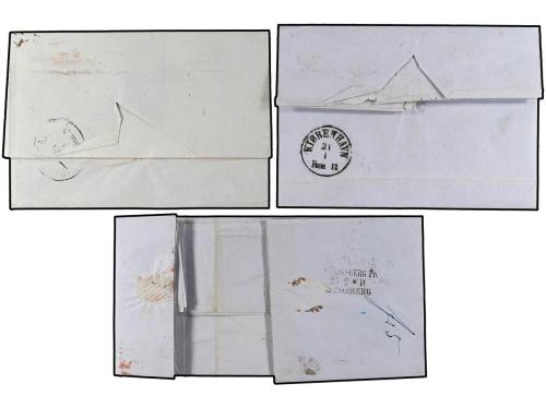 ✉ LETONIA. 1858-66. THREE letters sent to DENMARK with diver