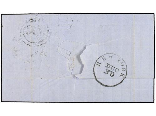 ✉ PERU. 1863. TACNA a NEW YORK. Carta completa, fechadores d