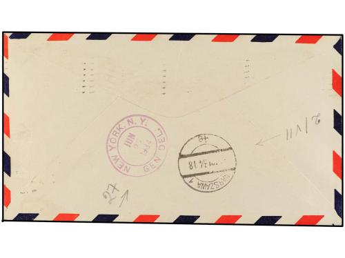 ✉ POLONIA. 1934 (June 27). NEW YORK to WARSAW (Poland). Tran