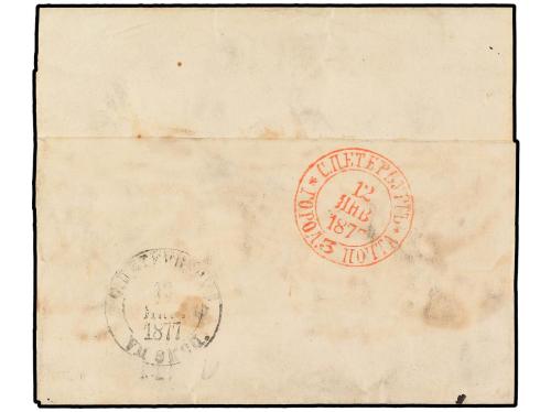 ✉ RUSIA. Sc. 26 (2). 1877. PRESS BAND circulated to LONDON. 
