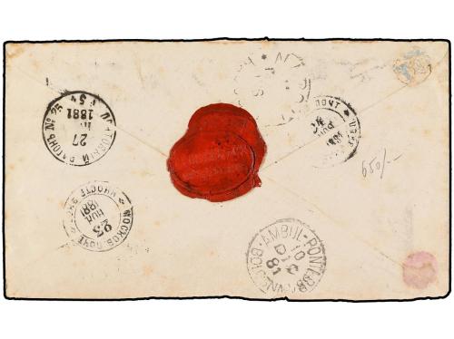 ✉ RUSIA. Sc. 27 (3). 1881. MOSCOW to NAPLES. 7 k. (3). Regis