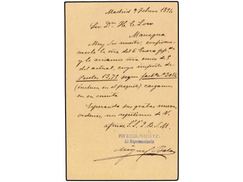 ✉ ESPAÑA. Ed. 29. 1894. MADRID a MANAGUA (Nicaragua). 10 cts