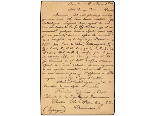 ✉ ESPAÑA. Ed. 35i. 1901. BARCELONA a PARÍS. 5 cts. verde (ta