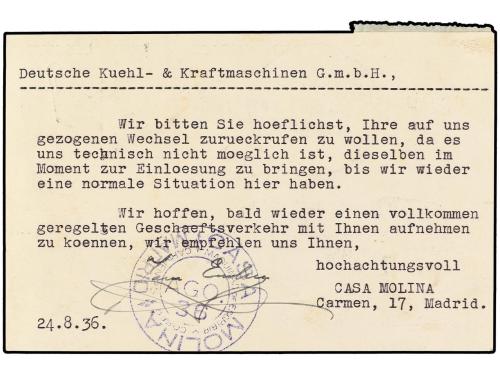 ✉ ESPAÑA. Ed. 69. 1936. MADRID a ALEMANIA. 15 cts. lila con 