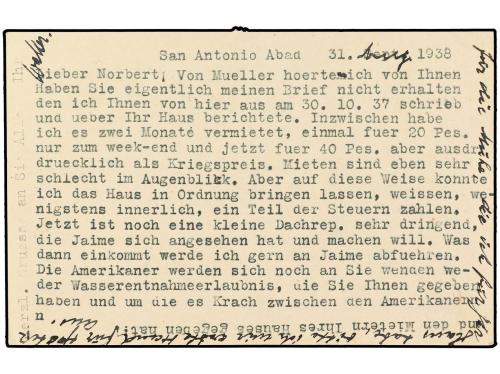✉ ESPAÑA. Ed. 81. 1938. SAN ANTONIO (Ibiza) a ALEMANIA. 15 c