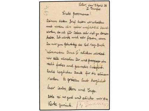 ✉ ESPAÑA. Ed. 81. 1938. SOLLER (Baleares) a ALEMANIA. 15 cts