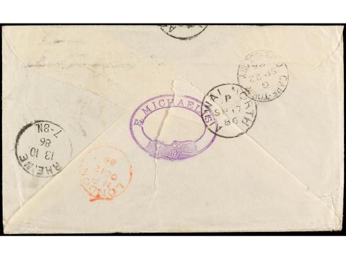 ✉ CABO DE BUENA ESPERANZA. Sg. 42, 44. 1886. LADA GREY a ALE