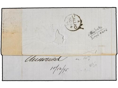 ✉ PERU. 1875. AREQUIPA a NEW YORK. 10 ctvos. rojo, mat. AREQ